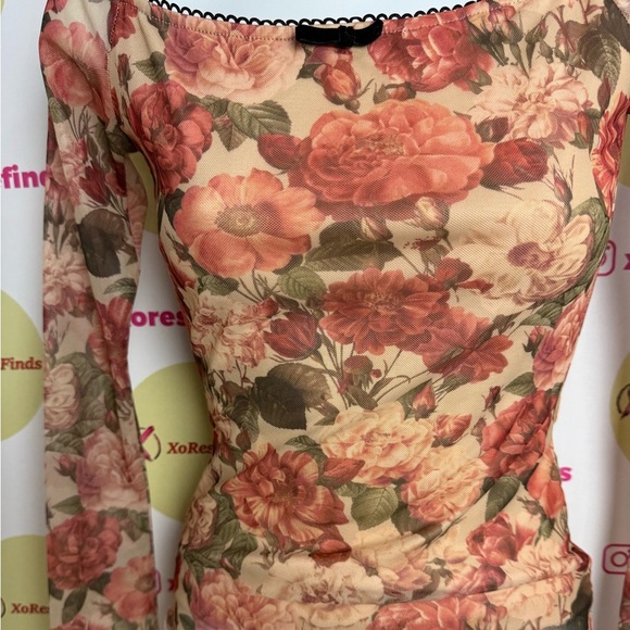 Cotton Candy LA Floral Sheer Long Sleeve Top - Multicolor - Picture 2 of 4